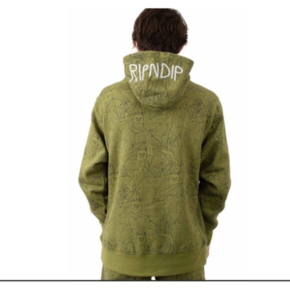 RIPNDIP Hoodie Cat Leaf Graphic Print Sweatshirt Mens small - Picture 1 of 10